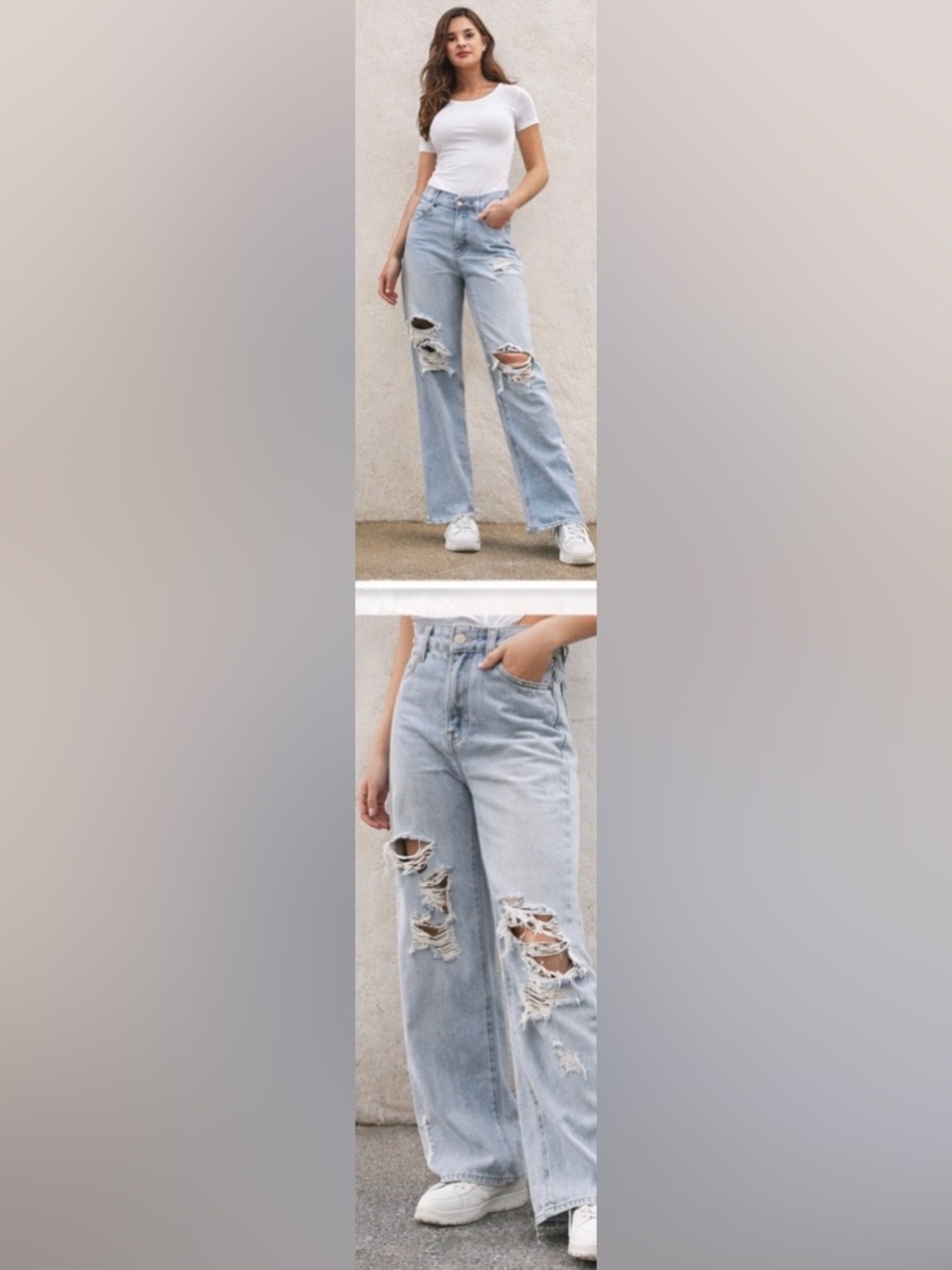 Madden NYC Light Wash Distressed Wide Leg Jeans Size 5 - Picture 13 of 16
